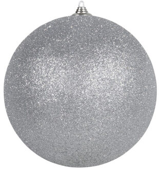 Othmar decorations Kerstbal - zilver - D25 cm - kunststof - glitter - Kerstbal Zilverkleurig