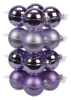 Othmar decorations Kerstballen - 16 st - glas - paars - mat-glans - 8 cm - Kerstbal