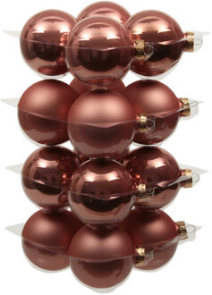 Othmar decorations Kerstballen - 16x st - koraal roze - 8 cm - glas - Kerstbal