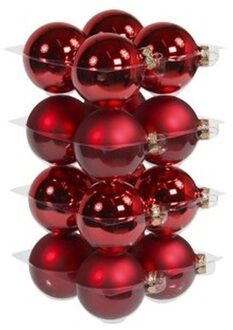 Othmar decorations Kerstballen - 16x st - rood - D8 cm - glas - mat/glans - kerstversiering