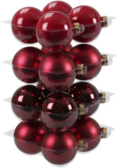 Othmar decorations Kerstballen - 16x st - rood/donkerrood - 8 cm - glas - mat/glans