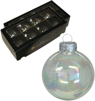 Othmar decorations Kerstballen - 16x stuks - transparant parelmoer - glas - 8 cm
