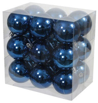 Othmar decorations kerstballen - 18x stuks - 6 cm - blauw - kunststof - kerstversiering