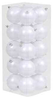 Othmar decorations Kerstballen - 20x st - wit - D8 cm - kunststof - mat - kerstversiering
