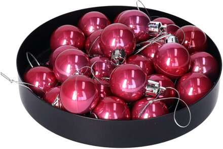 Othmar decorations kerstballen - 24x - 3 cm -orchidee roze - kunststof - Kerstbal