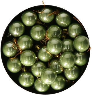 Othmar decorations kerstballen - 24x st- 3 cm - salie groen - kunststof - Kerstbal