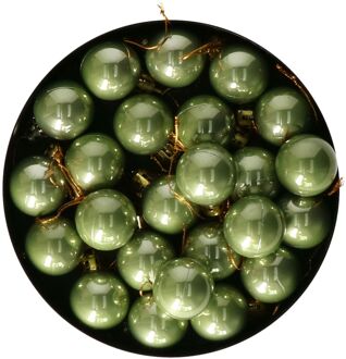 Othmar decorations kerstballen - 24x st- 3 cm - salie groen - kunststof - Kerstbal