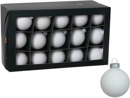 Othmar decorations Kerstballen - 30x stuks - satijn wit - glas - 6 cm