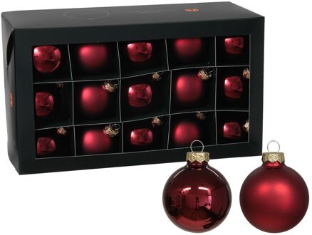 Othmar decorations kerstballen - 36x - donkerrood - glas - 6 cm - glans/mat - Kerstbal