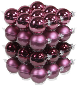 Othmar decorations kerstballen - 36x st - cherry roze - D6 cm - glas - Kerstbal