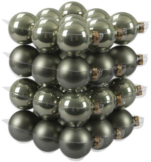 Othmar decorations Kerstballen - 36x st - graniet groen - D6 cm - glas - kerstversiering Legergroen