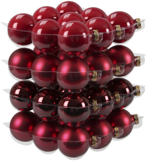 Othmar decorations kerstballen - 36x st - rood tinten - D6 cm - glas - Kerstbal