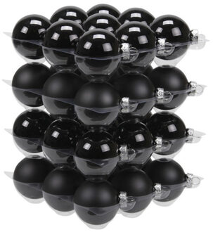 Othmar decorations Kerstballen - 36x st - zwart - D6 cm - glas - kerstversiering