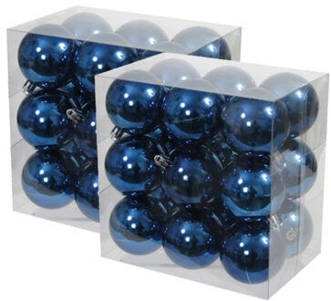 Othmar decorations kerstballen - 36x stuks - 6 cm - blauw - kunststof - kerstversiering