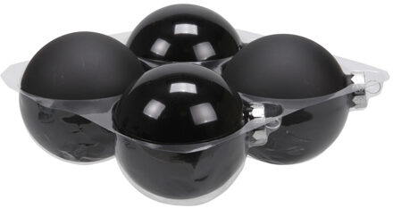 Othmar decorations Kerstballen - 4 stuks - zwart - glas - 10 cm?- mat/glans - Kerstboomversiering