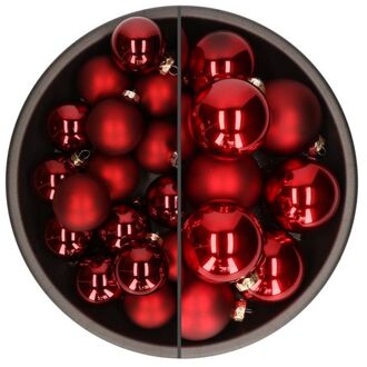 Othmar decorations kerstballen - 46x st - rood - glas - 6 en 8 cm - Kerstbal