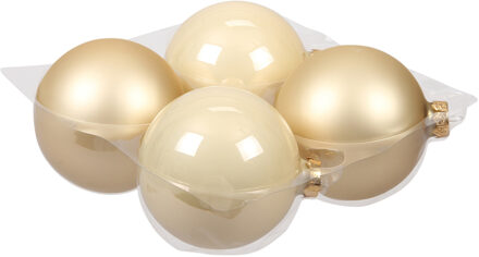 Othmar decorations Kerstballen - 4x - champagne - D10 cm - glas - kerstversiering