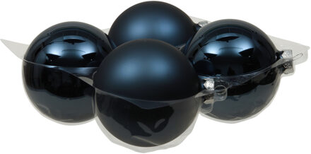 Othmar decorations kerstballen - 4x - donkerblauw - 10 cm - glas