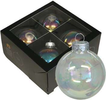 Othmar decorations Kerstballen - 4x stuks - transparant parelmoer - glas - 10 cm