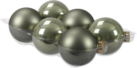 Othmar decorations Kerstballen - 6 stuks - groen - glas - 8 cm - Kerstbal