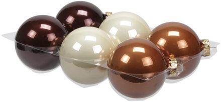 Othmar decorations Kerstballen - 6 stuks - natuurtinten - 8 cm
