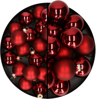 Othmar decorations kerstballen - 66x st - rood - glas - mix 4 en 6 cm - mat/glans
