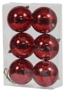 Othmar decorations Kerstballen - 6x - rood - kunststof - 10 cm - Kerstbal