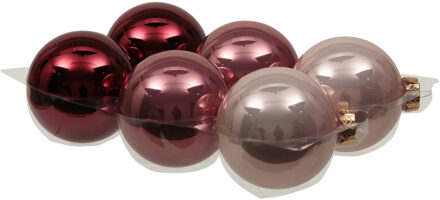 Othmar decorations kerstballen - 6x - roze tinten - 8 cm - glas - Kerstbal