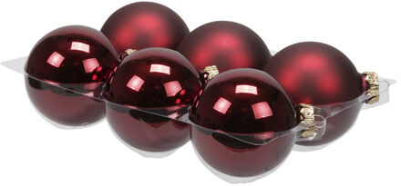 Othmar decorations Kerstballen - 6x st - donkerrood - 8 cm - glas - Kerstbal