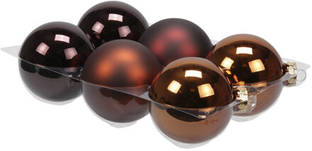 Othmar decorations Kerstballen - 6x st - mahonie bruin - 8 cm - glas