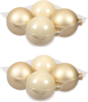 Othmar decorations Kerstballen - 8x - champagne - D10 cm - glas - kerstversiering