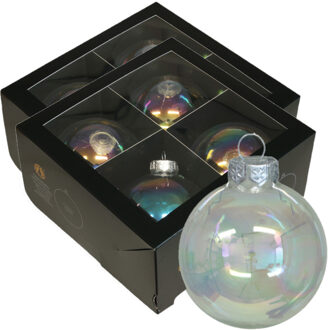 Othmar decorations Kerstballen - 8x stuks - transparant parelmoer - glas - 10 cm