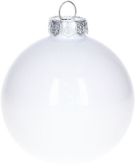 Othmar decorations kerstballen - 8x stuks - wit - D8 cm - glas - kerstversiering