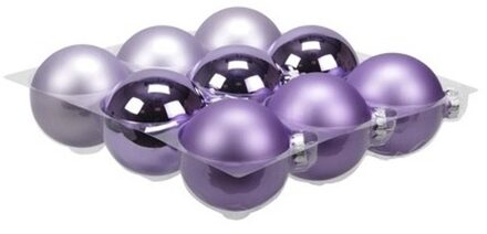 Othmar decorations Kerstballen - 9x st - paars tinten - D10 cm - glas - mat//glans - kerstversiering