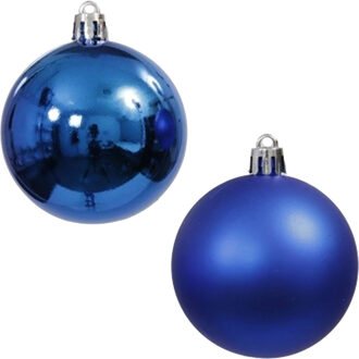 Othmar decorations Kerstballen - 9x stuks - 6 cm - blauw - kunststof - mat/glans - onbreekbaar