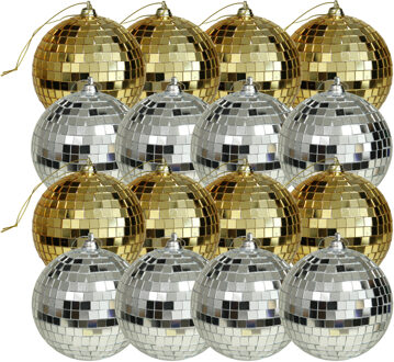 Othmar decorations Kerstballen disco - 16x st - goud en zilver - 6 cm - kunststof - spiegel kerstballen
