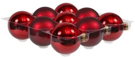 Othmar decorations Kerstballen - groot formaat - 9x st - rood - D10 cm - Kerstbal