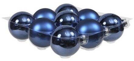 Othmar decorations Kerstballen - kobalt blauw - 10 cm - glas - mat/glans - kerstversiering