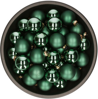 Othmar decorations Kerstballen set van glas 36x stuks emerald groen 6 cm - Kerstbal