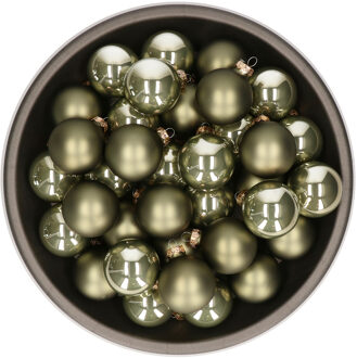 Othmar decorations Kerstballen set van glas 36x stuks graniet groen 6 cm