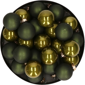 Othmar decorations Kerstballen set van glas 36x stuks groen tinten 4 cm