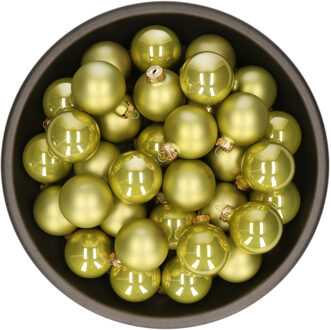 Othmar decorations Kerstballen set van glas 36x stuks oasis groen 6 cm