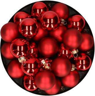 Othmar decorations Kerstballen set van glas 36x stuks rood 4 cm - Kerstbal