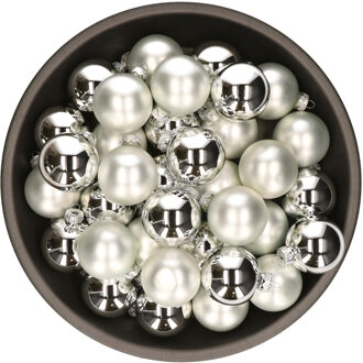 Othmar decorations Kerstballen set van glas 36x stuks zilver 6 cm mat en glans