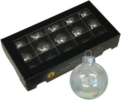 Othmar decorations Kerstballen van glas - 15x - transparant parelmoer -4 cm -milieubewust - Kerstbal