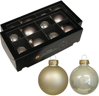 Othmar decorations Kerstballen van glas - 16x - licht champagne - 8 cm -milieubewust - Kerstbal Champagnekleurig