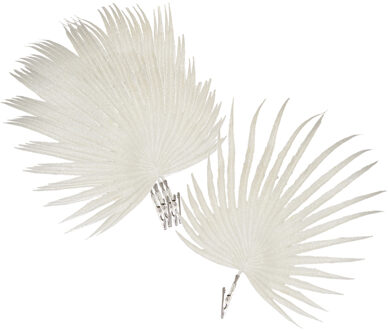 Othmar decorations Kerstboom bladeren/takken - 12x st - op clip - wit - 27 x 25 cm - kerstversiering