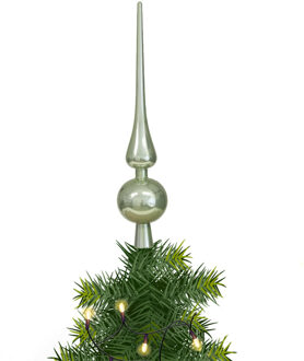Othmar decorations Kerstboom piek - salie groen - 28 cm - kunststof - kerstpiek