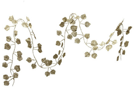 Othmar decorations Kerstboom slinger - met bladeren - goud - 200 cm - kunststof - kerstboomversiering Goudkleurig