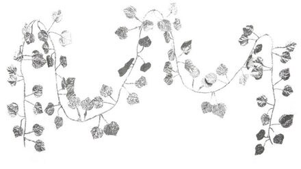 Othmar decorations Kerstboom slinger - met bladeren - zilver - 200 cm - kunststof - kerstboomversiering